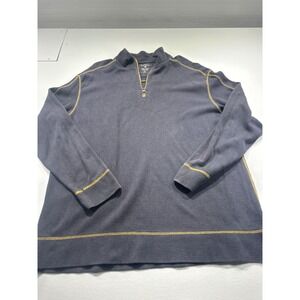 Ruff Hewn Mens XL Quarter Zip Pullover Ribbed Cotton Blue Contrast Stitching
